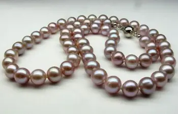 

9-10MM NATURAL SOUTH SEA GENUINE GOLDEN PURPLE ROUND PEARL NECKLACE 18"