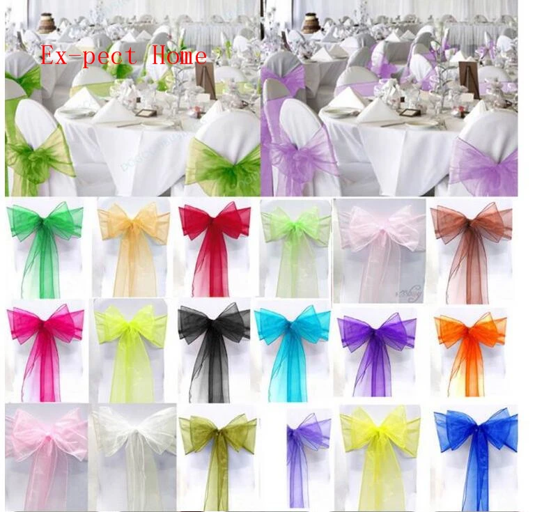 

450pcs Organza Chair Sashes Chair Bows Wedding Party Event Xmas Banquet Decor Sheer Organza Fabric 18cm x 275cm