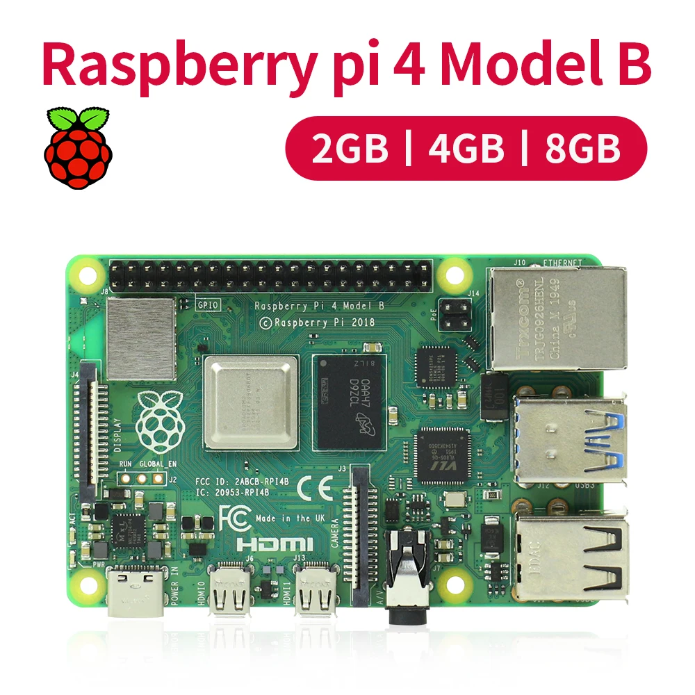 

Raspberry Pi 4 kit 2 ГБ 4 ГБ 8 ГБ ОЗУ + камера 5 Мп + акриловый ящик + блок питания + карта + радиатор для Raspberry Pi 4 type B l