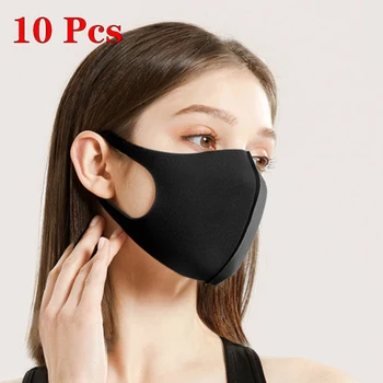 

10Pc Unisex Anti Dust Breathing Mouth Mask Anti-fog PM2.5 Sponge Face Cover Outdoor Protection Washable Reusable Black Face Mask