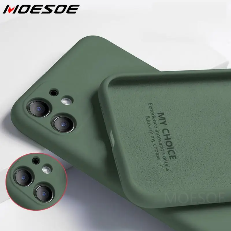 

Liquid Silicone Matte Soft Cover For iPhone 12 11 Pro XS Max XR 8 7 6 6s Plus SE 2 2020 Flexible Shockproof Case Midnight Green