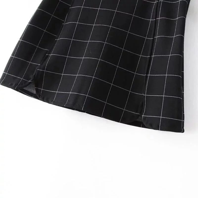 Уличная одежда, винтажная клетчатая мини-юбка-карандаш, высокая талия, черный, белый цвет, женская панк облегающая мини-юбка, облегающая
