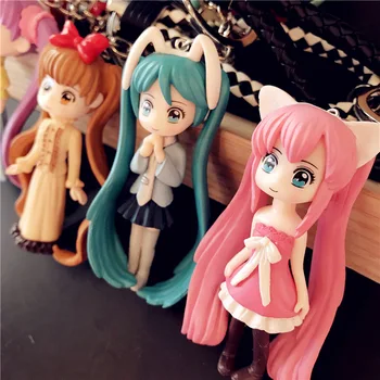 

2020 Girls Cute Action Figure Cartoon Keychain Small Pendant Bell Miku Hand Handle Bag Hanging Decoration Keyring Accessories