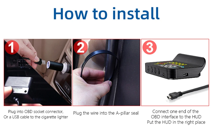 3.5 ڵ HUD OBD2 + GPS,  LED   ӵ