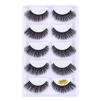 

5 Pairs 3D Mink Extension Lashes Eyelash Natural False Eyelashes False Eye Lashes Cross Natural Long Thick Lashes Beauty Women