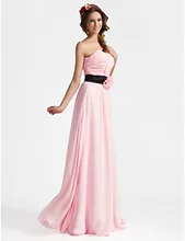 

Floor Length Custorme Chiffon Evening Dresss Sleeveless None Train Strapless Pink A Line Chiffon Prom Party Dress
