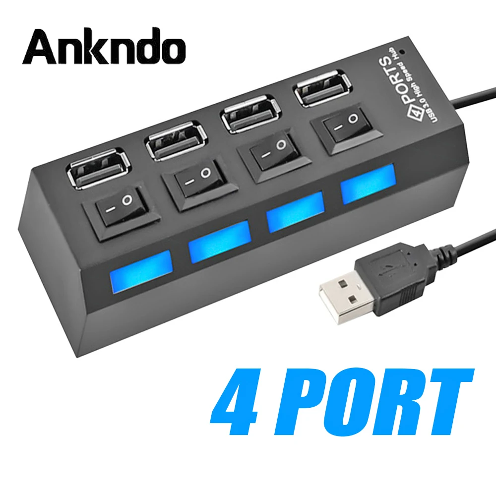 ANKNDO 4 порта usb-хаб 2 0 3 разветвитель нескольких USB-портов адаптер питания