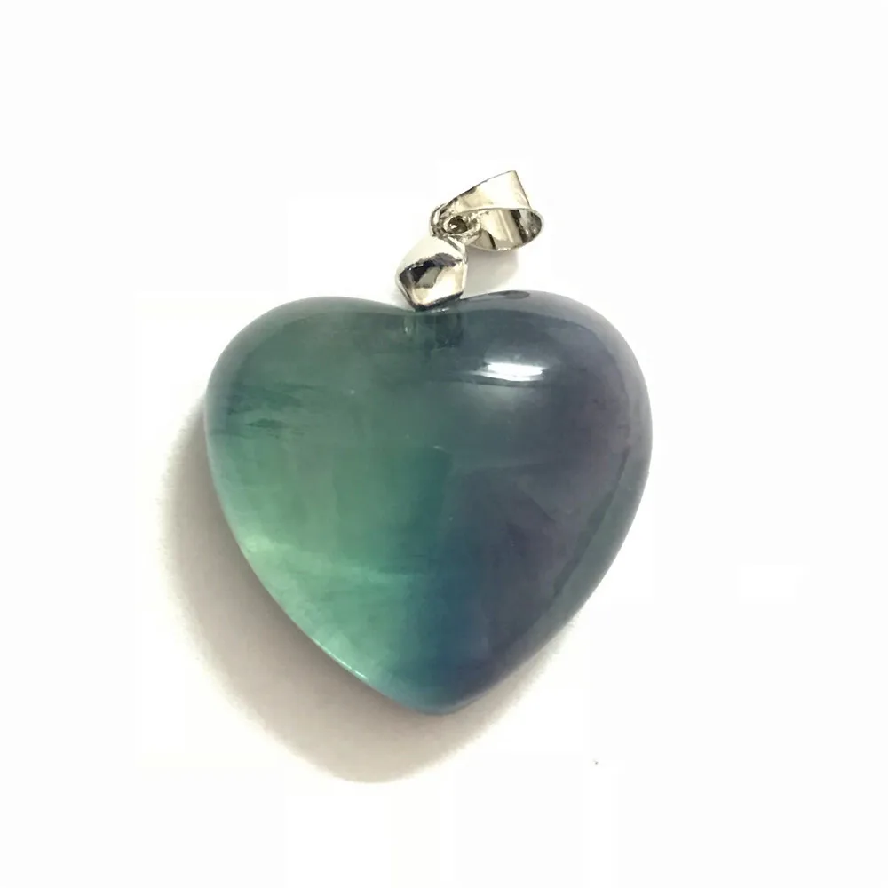 

Natural Fluorite Beads Pendant For Women Men Crystal Heart Shape 28x26x11mm Beads Colorful Rainbow Stone Fashion Jewelry AAAA