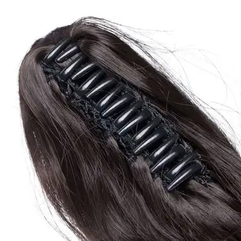 S-noilite Wavy Ponytail Claw on Ponytail Synthetic HairPiece Clip in Hair Extensions Fake Hair Black Brown For Women Hair 3
