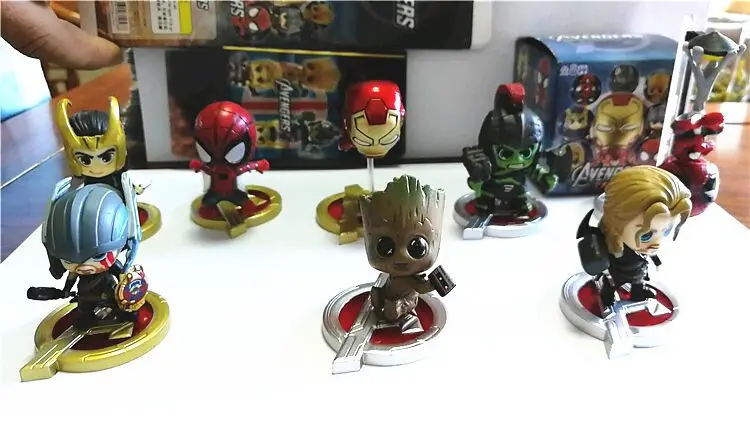 Marvel Cute 8 Мстители-капсула игрушка Халк Железный человек Тор Человек-паук автомобиль установлен украшение подарок