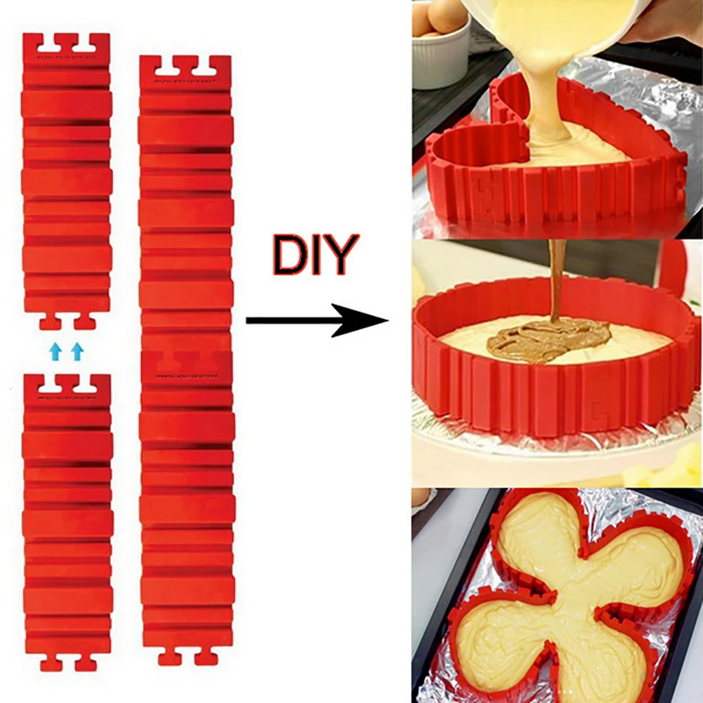 4Pcs Bake Snakes Silicone Bottomless Cake Mold Nonstick Flexible Reusable Create Any Shape of Cake DIY Baking Mould Tools 4Pcs Bake Snakes Silicone Bottomless Cake Mold Nonstick Flexible Reusable Create Any Shape of Cake DIY Baking Mould Tools