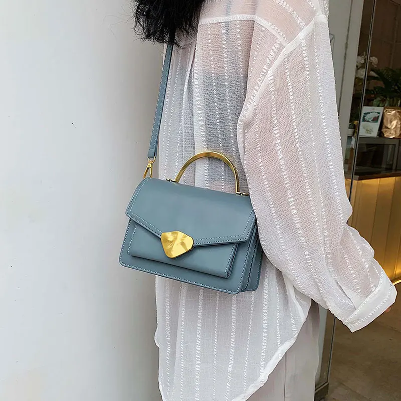 

Simply Style PU Leather Crossbody Bags For Women Shoulder Messenger Bag Handbag Mini Tote Hand Bag With Metal Handle