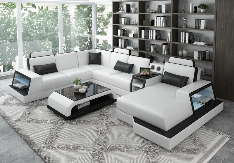 Стильные секционные диваны 5 сидений из натуральной кожи диван набор для гостиной мебель G8045B