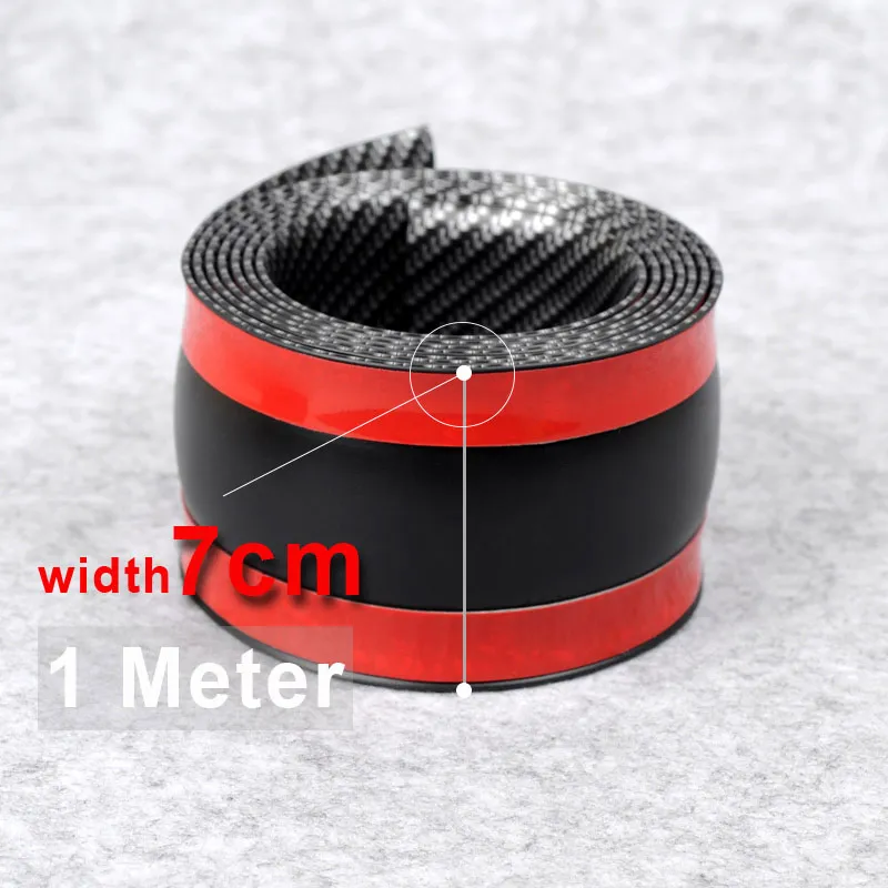 width 7cm 1 meter Автомобильный протектор порога из углеродного волокна, мягкий черный бампер, сделай сам, порог, защита края автомобиля, стильный резиновый - Цвет: width 7cm 1 meter