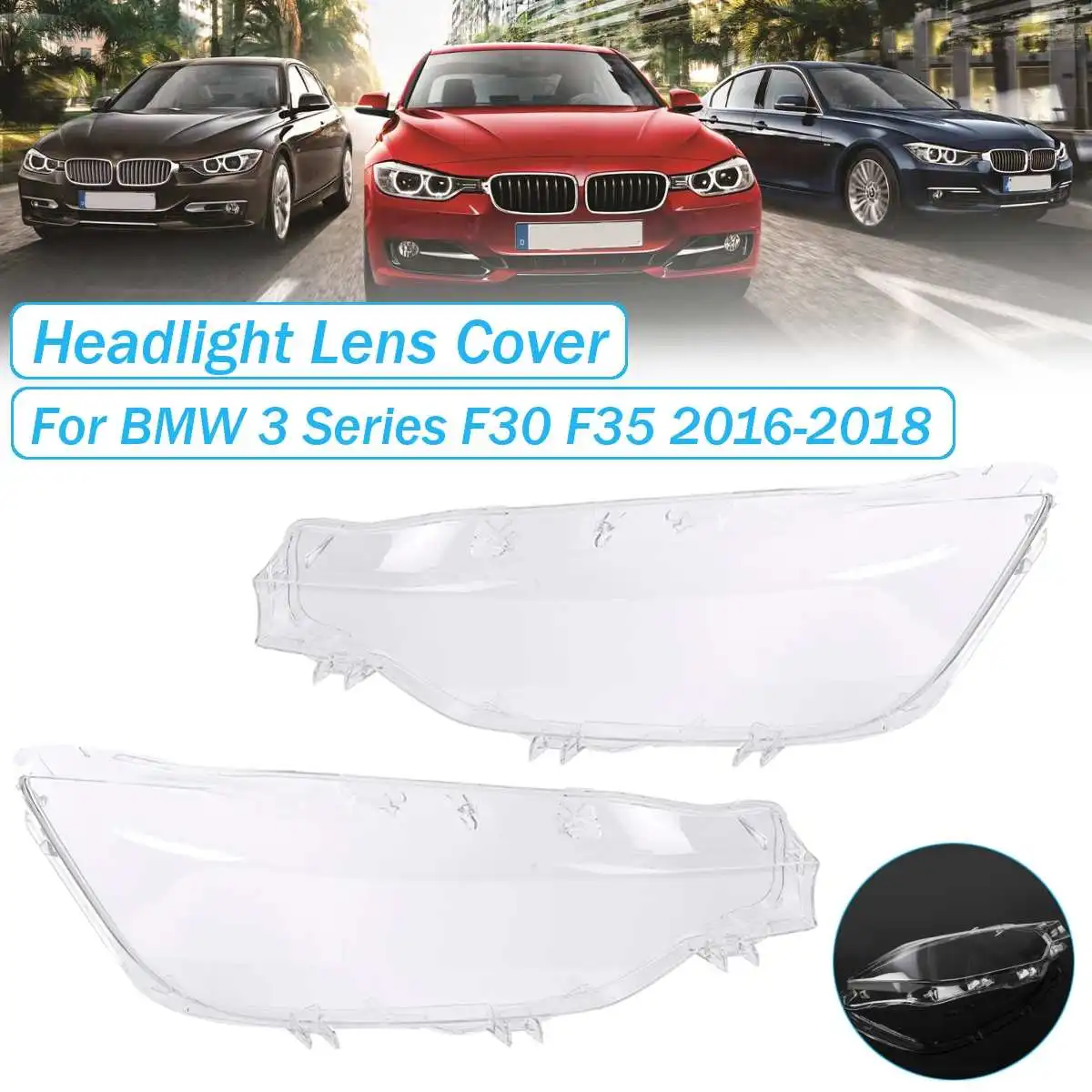

Left Right Car Front Headlamps Transparent Lampshades Headlights Cover Lens For BMW 3 Series F30 F35 2016 2017 2018