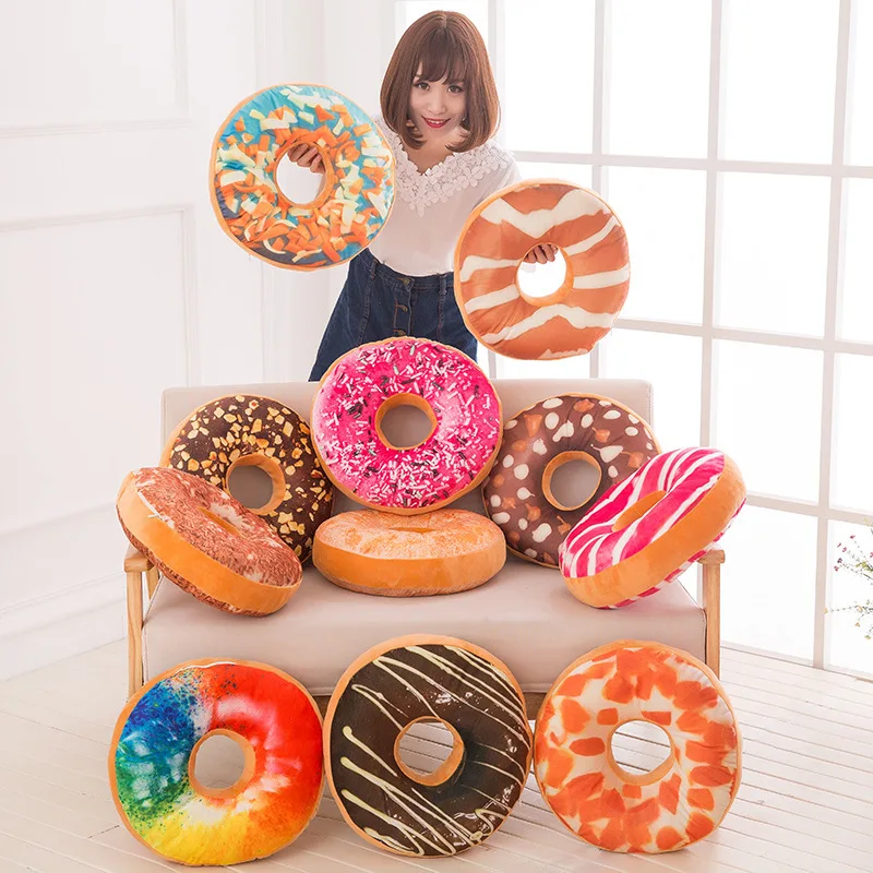 1PCS Sofa Decorative Cute Simulation Cushion Soft Plush Pillow Seat Pad Sweet Donut Foods Case | Дом и сад