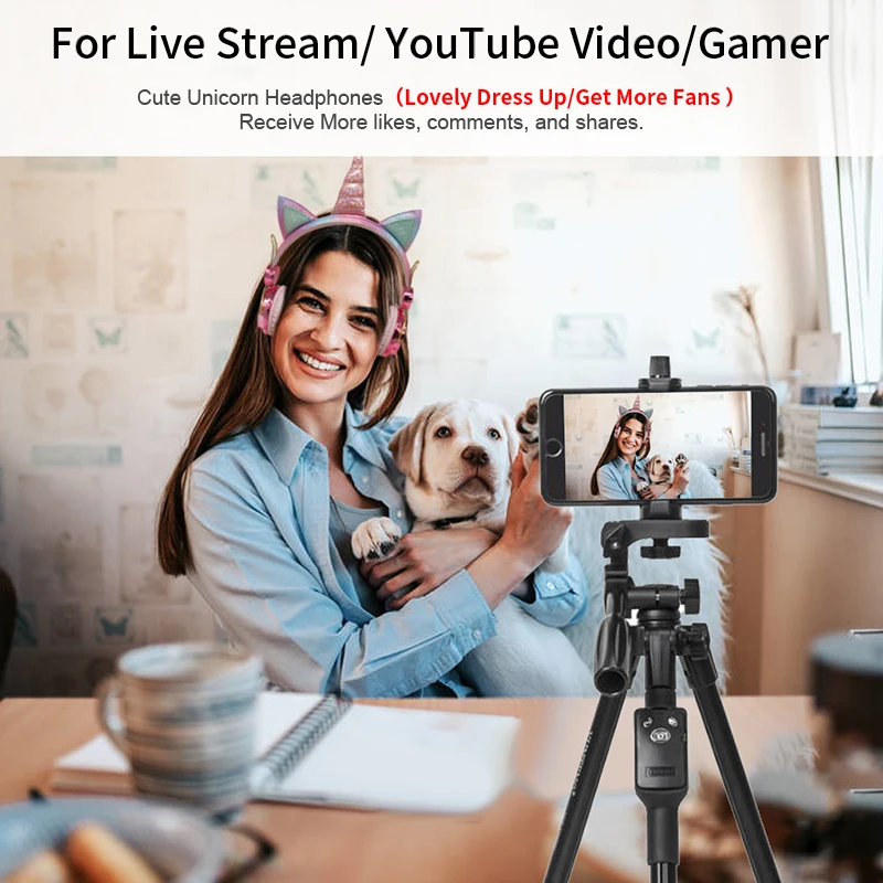 Cute Unicorn Headphone Kids Colorful Diamond Phone Headphones Girl Fone Gamer Earphones With Mic For Live Stream Youtube Video