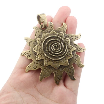 

3pcs Antique Bronze Charms Layer Sun Embossed Swirl Spiral Pendant Necklace Jewelry Making Accessories Material