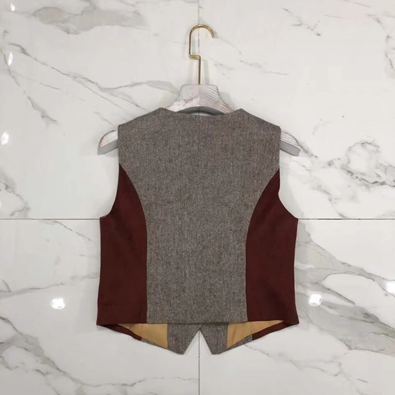 TWOTWINSTYLE элегантный костюм из трех предметов для женщин Зубчатый Блейзер лоскутный жилет Высокая талия пластина юбка хит цвет наборы женская одежда