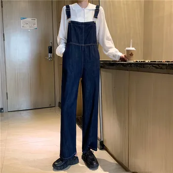 

Autumn Women Denim Jumpsuit Korean Style Fashion Loose Sleeveless Denim Overalls for Women Vintage Straight Jeans Jumpsuit