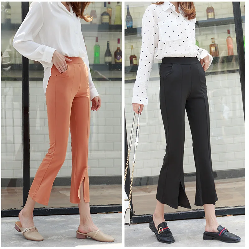 

Micro Trumpet Slit Loose Pants Women's Loose-Fit Summer Casual Pants Capri Fashion Women's Versatile Leggings