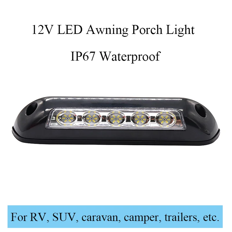  12V LED Lampe d'éclairage de porche extérieur Lampe Lumière  d'abris avec Housse de Protection pour véhicules de camping caravanes et  camping-cars