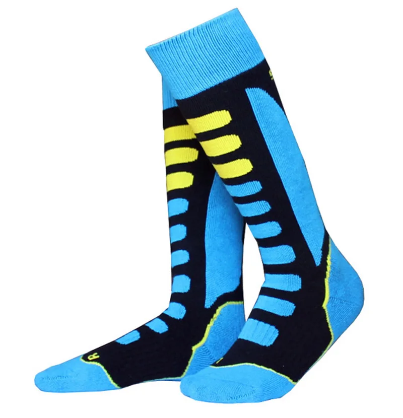 Утолщенные зимние катания на коньках длинные Лыжные носки чулки Защита ног теплые спортивные носки для Дети Девочки Мальчик Дети - Цвет: Blue EU27-30