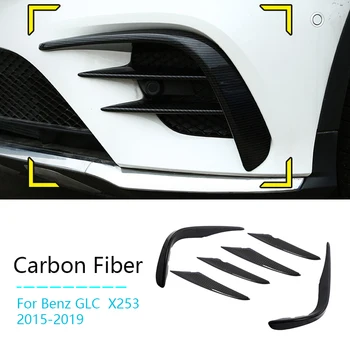 

6PCS Front Bumper Lip Splitter Grille Cover Fog Lamp Air Knife Sticker for Mercedes Benz GLC X253 2015-2019 Carbon Fiber