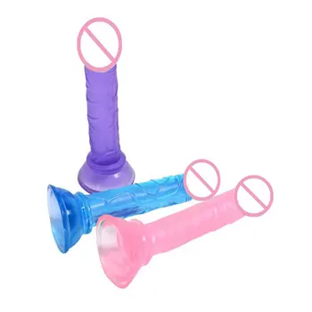 Vagina Mini Dildo Anal Masturbator Sex Toys For Couples Crystal Jelly Super Strong Suction Cup Women Penis Thrusting Realistic 6
