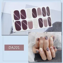 Etiqueta engomada completa de la uña 3D brillo de la hoja del ojo del gato Transferencia de verano calcomanías brillo DIY Gel decoración de uñas # s(China)