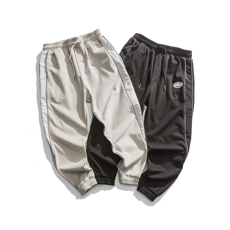 

Wu Navigation Japanese-style Retro Side Stripes Joint Sports Sweatpants Men Loose-Fit Students Retro Beam Leg Skinny Pants Men's