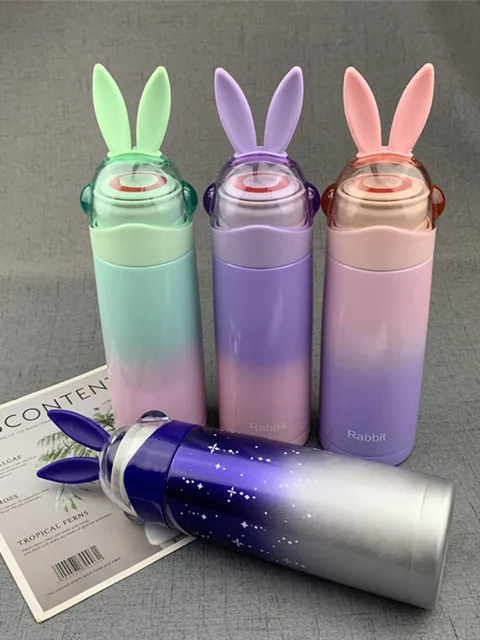 Japanese Thermos Vacuum Bottle student cartoon rabbit cup children's 304  stainless steel vacuum thermos water cup fashion trend - AliExpress