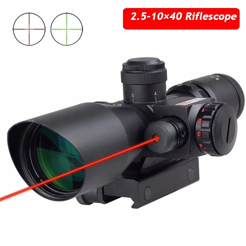 Тактический Оптический Прицел 2,5-10X40 красный и зеленый с подсветкой правый прицел для 11 мм или 20 мм рельсовый охотничий ружейный прицел