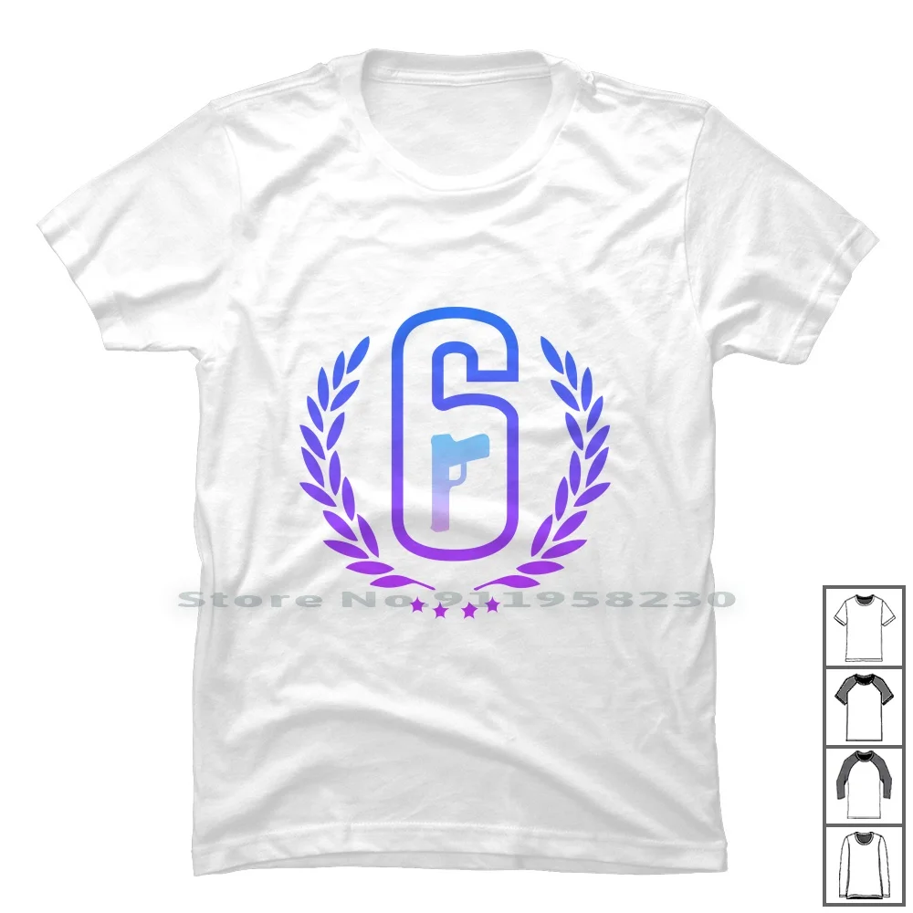 Maglietta 100% Cotone Arcobaleno Sieg Rain Six Die Bow Ra