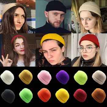 

Men Women Knitted Hat Beanie Skullcap Sailor Cap Cuff Brimless Retro Soft Short Unisex HipHop Elastic Warm Winter Ski Beanie Hat