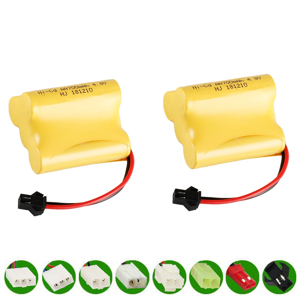 

2PCS 4.8V 700mah NI-CD Battery SM/JST/EL-2P/L6.2-2P Plug For Rc toy Cars Tanks Robots Boats Guns 4.8v Battery 4* AA Battery Pack