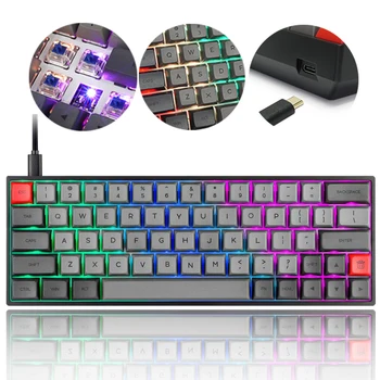 

GK61 Mini Portable Mechanical Keyboard 60% Wired USB Type-C Mx RGB Gaming Mechanical Keyboard GK64 SK61 SK64 Gateron Blue Switch