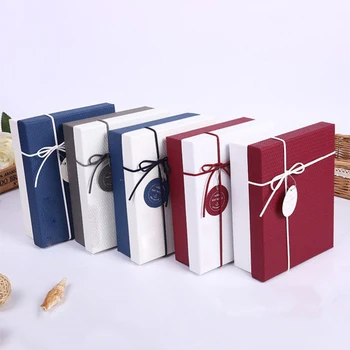 

4PCS New Matt pattern leather rope underwear box scarf box wedding candy box European style holiday birthday gift packaging box