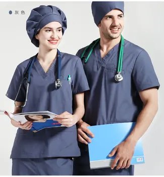 

New Unisex Medical Surgical Uniforms Doctor Spring/Summer Short Sleeved Scrub Sets Nurse Uniform Beauty Salon Work Clothes