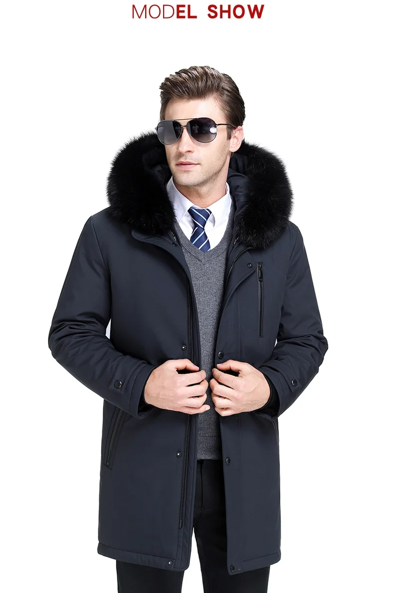 New men's down jacket with detachable rabbit fur (2)