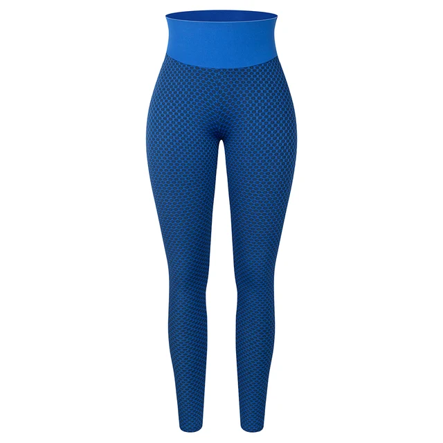 KIWI RATA Women's High Waist Yoga Pants Tummy Control Slimming Booty Leggings Workout Running Butt Tights Blue