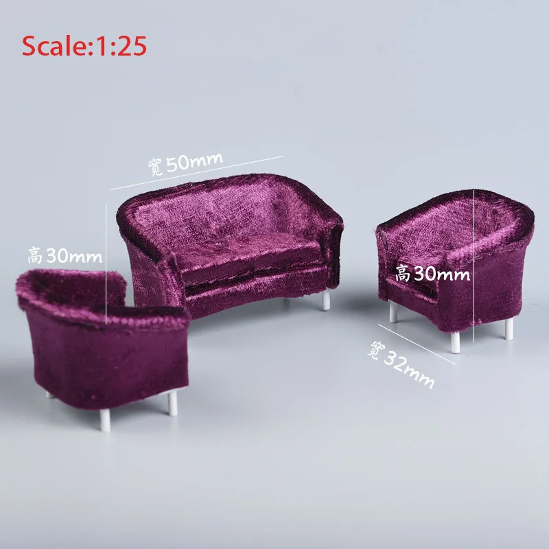 purple 1/25 весы кукольный домик аксессуары миниатюрная мебель диван для влюбленных модель стула Игрушка песок материал стола - Цвет: purple