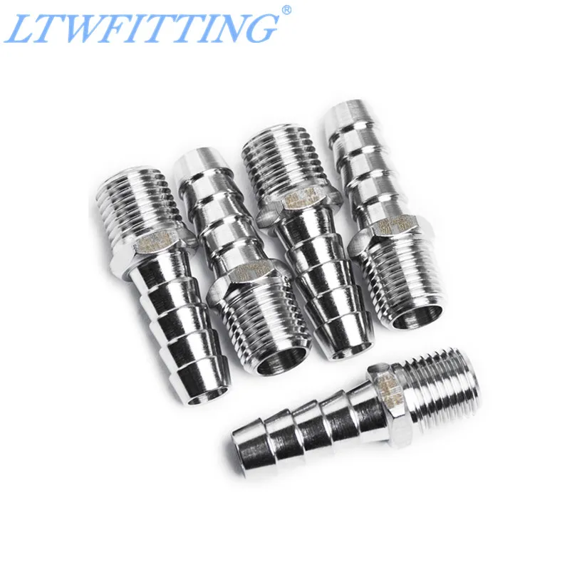 

LTWFITTING Stainless Steel 316 Barb Fitting Coupler/Connector 1/4-Inch Male BSPT x 3/8-Inch(10mm) Hose Barb Fuel Gas Water
