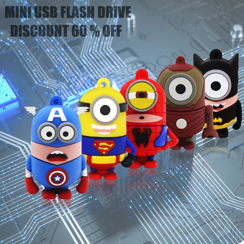 Мультяшный флеш-накопитель super MInions Styles 8 ГБ 16 ГБ 32 ГБ 64 Гб USB флеш-накопитель флешки U диск