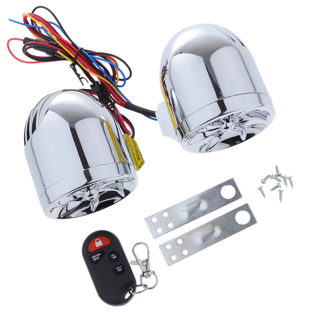 Motorcycle Alarm Audio Sound System Stereo Speakers,Radio/MP3 Music Player,Remote Control Alarm Speaker