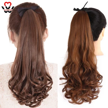 

MANWEI Curly Drawstring Ponytail Synthetic Hair Pieces High Temperture Fiber False Hair Pony Tail Clip In Hair Extension