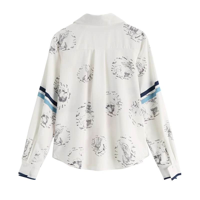 Autumn New Women's Suit Collar Retro Printed Shirt Women's Loose Long Sleeve Chiffon Shirt Plus Size Tops Women Shirts