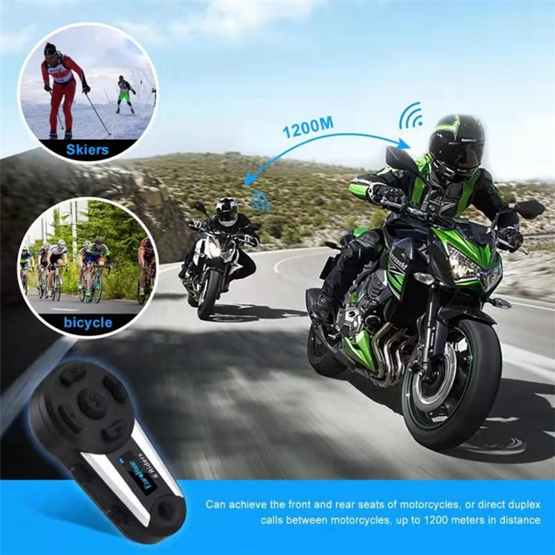 V6 Plus 6 Rider мотоциклетный bluetooth-шлем гарнитура 1200 м FM светодиодный полнодуплексный беспроводной переговорный