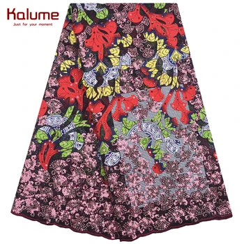 

Kalume 3D African Lace Fabric High Quality French Mesh Wax Fabric With Sequins Dress Materials For Nigerian Party Wedding F1984