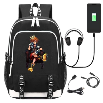 

Kingdom Hearts Backpack USB Charge Interface Casual Bag Teenagers Student School Travel Shoulder Laptop Bag